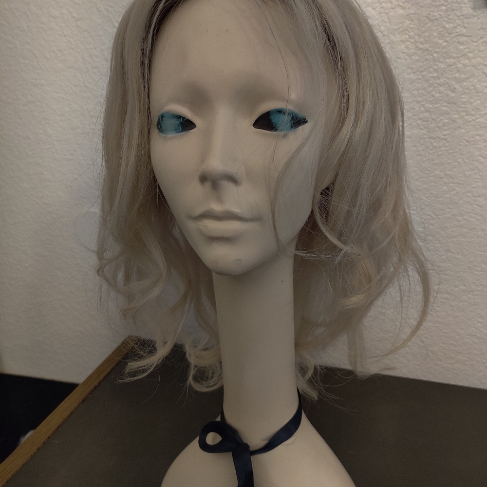 Blond 100% human hair front lace wig.
